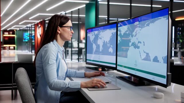 Cybersecurity Analyst Monitors Global VPN Map
