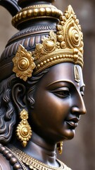 Obraz premium Indian goddess statue temple sculpture spirituality close-up view divine beauty
