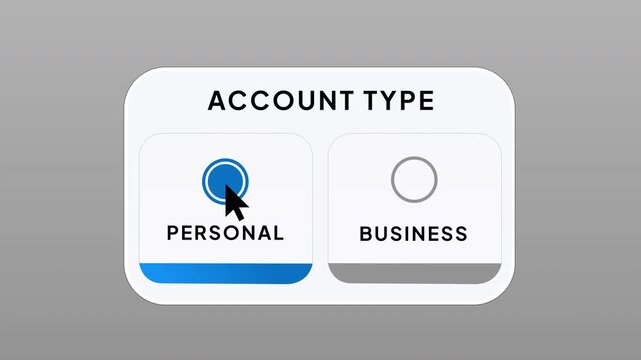 Account Type Selection Animation: Personal vs. Business Options UI/UX