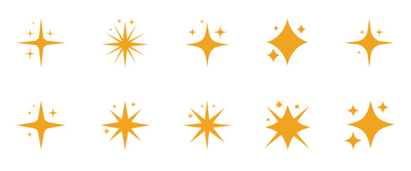 Obraz premium Set of white sparkle set on a white background. Modern geometric elements shining star icons are used for chatbots, image generation, and smart features.