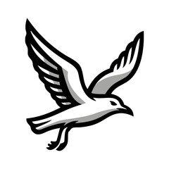 Logotipo con dibujo sencillo con líneas de una gaviota con las alas abiertas volando  © teracreonte