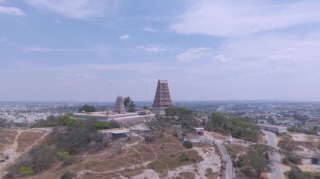 Scenic Hill Temple Chandra Choodeswarar in Krishnagiri South India Drone View