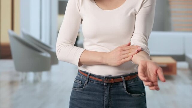 Woman Experiencing Persistent Itchy Skin And Dermatitis