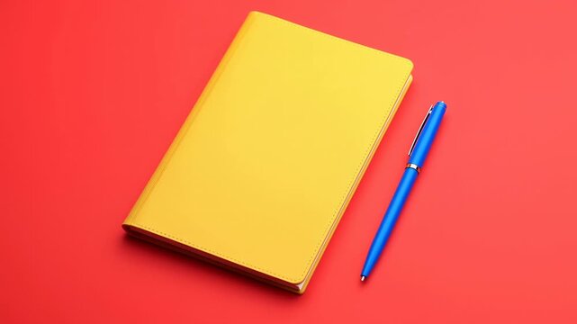 Modern Work Environment Showcasing Leather Journal And Brightly Colored Writing Supplies Under Expert Lighting