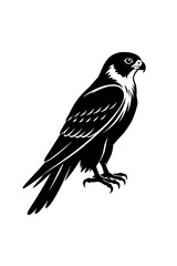Obraz premium Bold black and white vector illustration of a majestic falcon, featuring powerful talons and intricate feather details. This dynamic bird of prey symbolizes strength, agility, and freedom, ideal for l