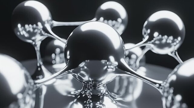 Shimmering Molecules Forming Futuristic Metallic Network