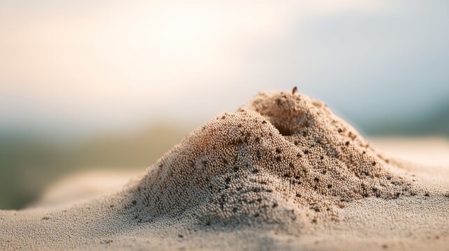 pangolin. A detailed anthill in sandy soil with a single claw mark. menu design, packaging mockups, recipe cards, designed for food delivery and cloud-kitchen brand materials, used by ui designers.