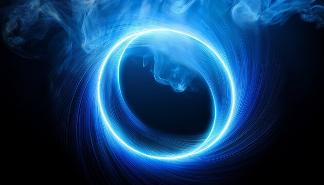 A Digital Rendering Of A Glowing Blue Energy Circle With Smoke Effects