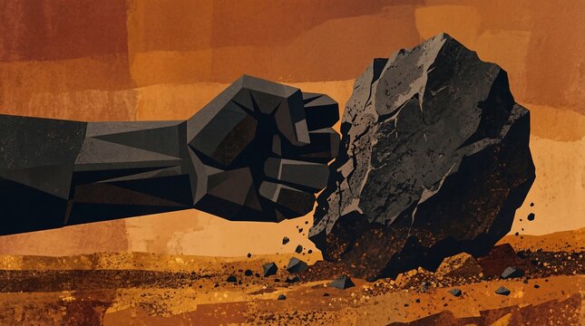 Abstract Grainy Flat Art Representing Retribution, Karmic Justice, and the Weight of Past Actions