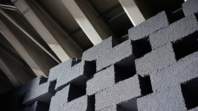 Lunar regolith transforming into geometric bricks under beams of concentrated sunlight.