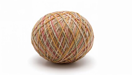 Fototapeta premium Multicolored yarn ball closeup isolated on white background for knitting crochet craft projects