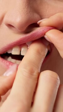 Woman Using Wet Moist Nicotine Tobacco Snus