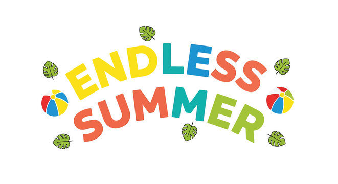 Endless Summer colorful beach themed vector illustration