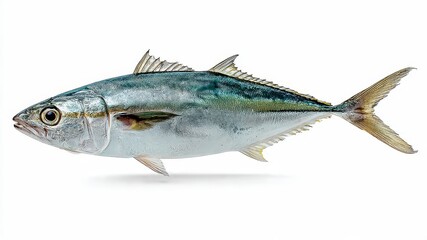 Fototapeta premium Studio Shot of a Freshly Caught Atlantic Bonito Fish on a White Background