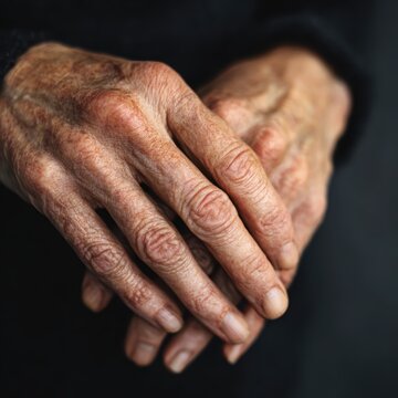 Close up of real person hands showing natural aging and lived experience visible in unique skin characteristics representing authentic beauty and genuine human detail for age positive representation