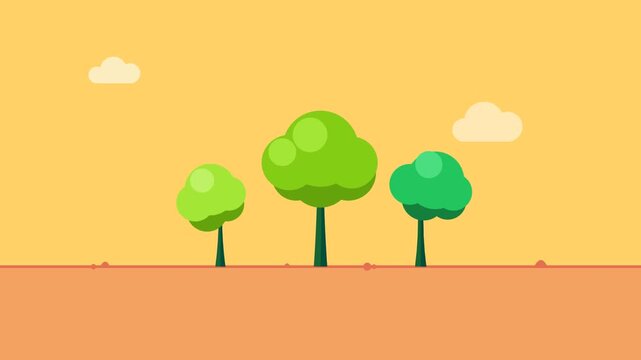 Flat Vector Icon Set of Three Minimalist Stylized Trees