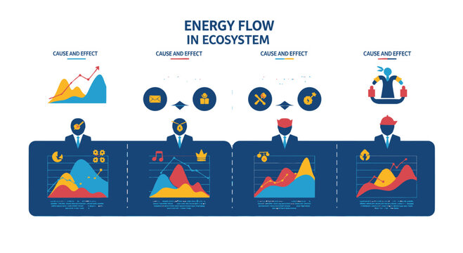 Energy Flow in Ecosystem Infographic: Diagrams, Charts, and Icons