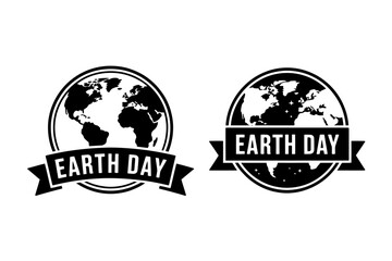 Fototapeta premium Earth Day logo templates with globe and banner design elements for ecology awareness campaigns