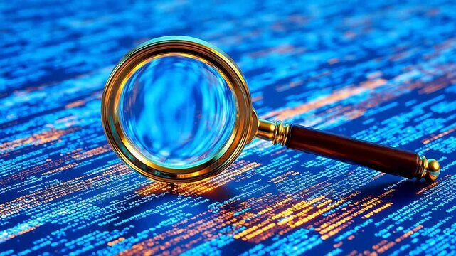 Magnifying glass on digital code