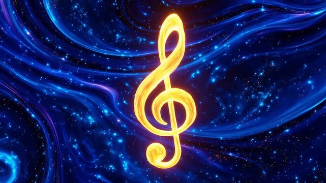 Golden musical note in cosmic space