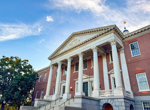 Maryland State House with flags flying