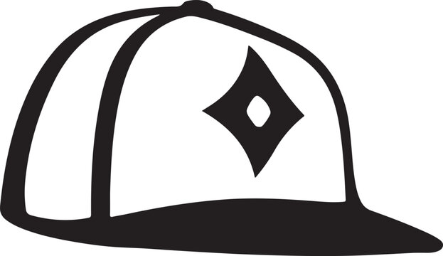 Snapback baseball cap icon vector silhouette for urban streetwear and headwear accessories