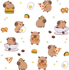 Fototapeta premium Capybara with Foods