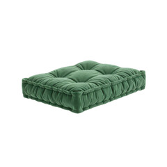 Fototapeta premium Tufted Square Floor Cushion in Green Velvet
