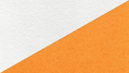 Fototapeta premium White paper texture two color background with orange diagonal split and copy space for template, banner, presentation