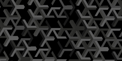 Obraz premium abstract black and gray isometric decoration geometric cube background. vector triangle tile design. Decoration mosaic design retro seamless element wallpaper.