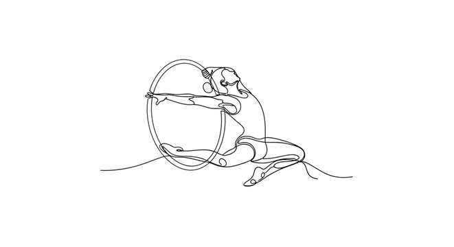 Archer Drawing Bow, One Line Art