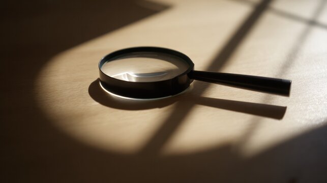 Place a magnifying glass on the table to display simplicity in parallel light and minimal background. Destination brand, designed specifically for tourism destination brands.