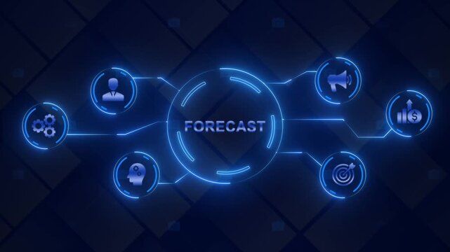 Business forecasting concept with glowing blue and connections prediction planning