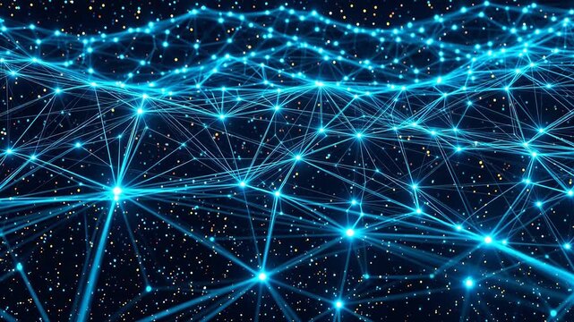Abstract network of glowing nodes and connections