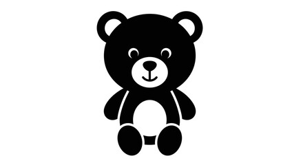 Obraz premium Cute Black Teddy Bear Icon Sitting Adorably on Isolated White Background