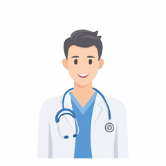 Fototapeta premium Smiling young doctor with stethoscope ready to examine a patient for medical help