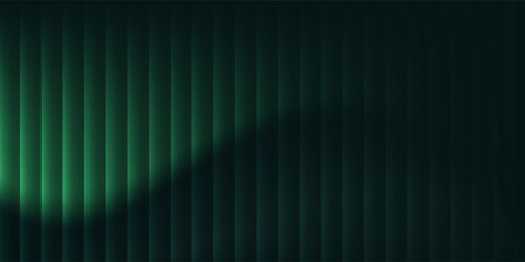 Fototapeta premium colorful green ribbed glass texture with glossy vertical waves and gradient reflections in abstract background 3d design