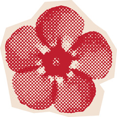 Fototapeta premium Colorful Halftone Flower Cutout Collage With Vintage Texture for Sticker Design Scrapbook Craft or Retro Botanical Decor Projects