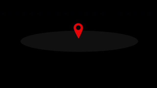 Red color location symbol animation. simple location icon animation on black background