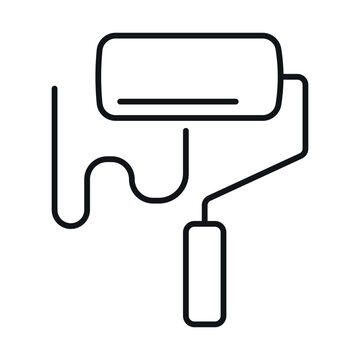Icon of a paint roller tool for painting activities and home improvement tasks in a vector style