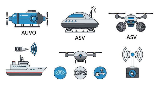 Autonomous Vehicles and Robotic Systems Icons Collection.