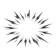 Comic explosion burst radial lines, explosive impact star shape, dynamic speed effect, cartoon vector element on transparent background © Ira