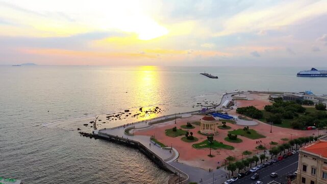 golden Tuscan sun reflecting off the Liguarian Sea surrounding Livorno, Italy on any given evening, visual bliss