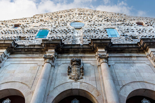 Facade of the Parroquia de Sant Agust&iacute; church in El Raval, Barcelona, Catalonia, Spain, Europe