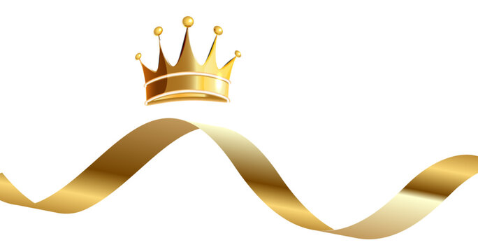 王冠と流れるゴールドリボンが上品に配置された高級感のある受賞やランキング表現に最適な装飾素材