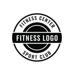 Fototapeta premium A black and white circular logo design features the text fitness center and sport club high quality