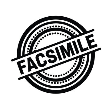 A black and white circular stamp displays the word facsimile in bold capitalized letters with a dotted border