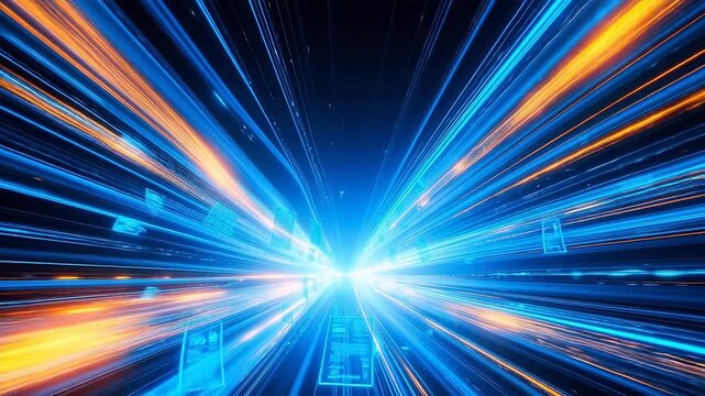 Abstract light beams and digital shapes