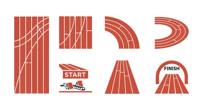 Collection of Running Track Sections and Starting Line.