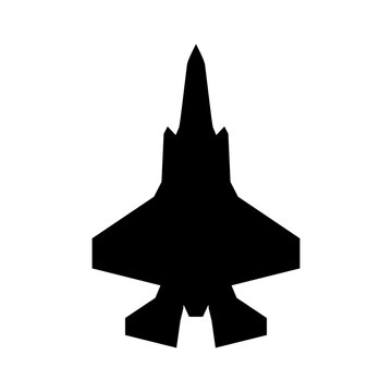 Lockheed Martin F-35 Lightning II Fifth-Generation Stealth Fighter Plan View Silhouette Black Isolated White